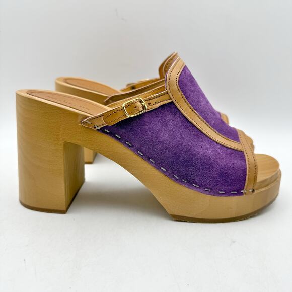 Swedish Hasbeens Womens Sophisticated Slip In Heels EU 40 US 10 Purple Suede EUC - Picture 4 of 14